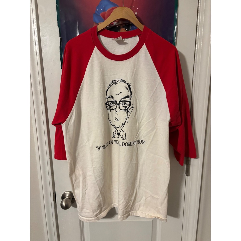 Vintage Anvil 30 Years of World Domination Raglan Baseball Tee Red White Large